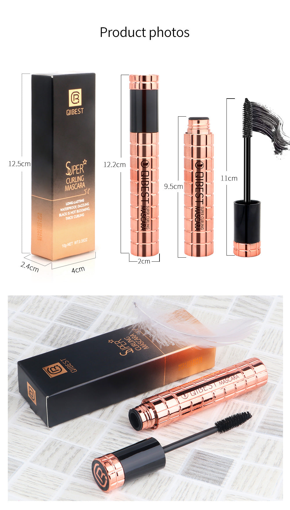 QIBEST Charming Curling Mascara Waterproof And Not Smudged, Big Eyes 4D Mascara