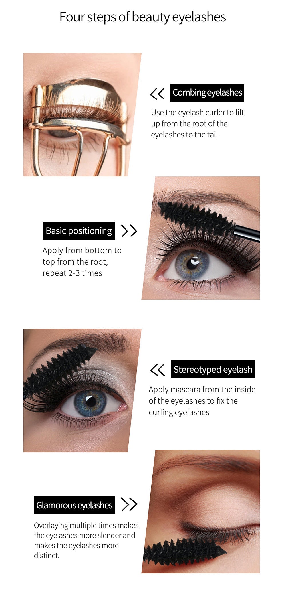 QIBEST Charming Curling Mascara Waterproof And Not Smudged, Big Eyes 4D Mascara