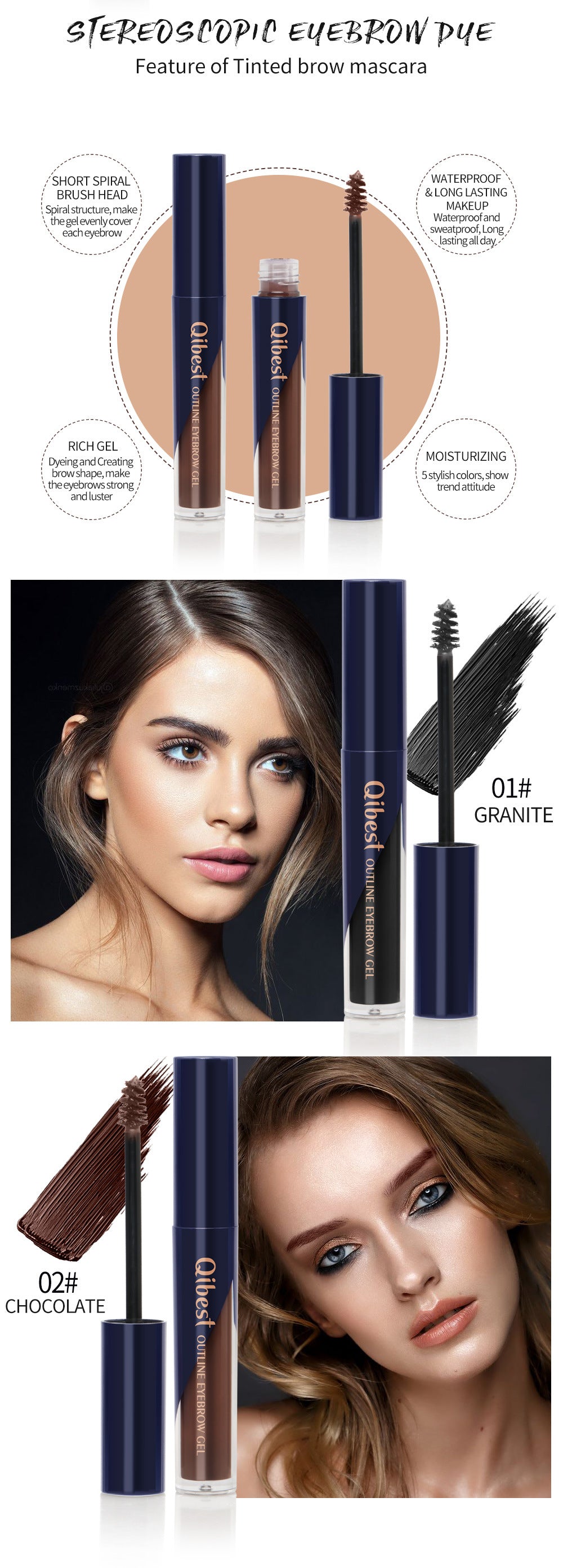 QIBEST Three Dimensional Thick Eyebrow Dyeing Liquid Eyebrow Dyeing Eyebrow Cream Waterproof Makeup Does Not Smudge Does Not Take Off Makeup