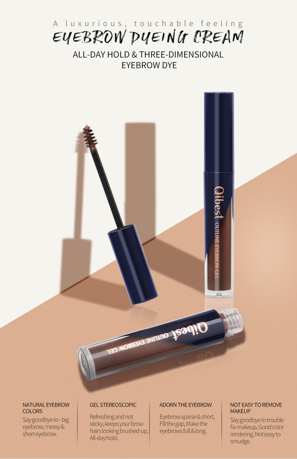QIBEST Three Dimensional Thick Eyebrow Dyeing Liquid Eyebrow Dyeing Eyebrow Cream Waterproof Makeup Does Not Smudge Does Not Take Off Makeup