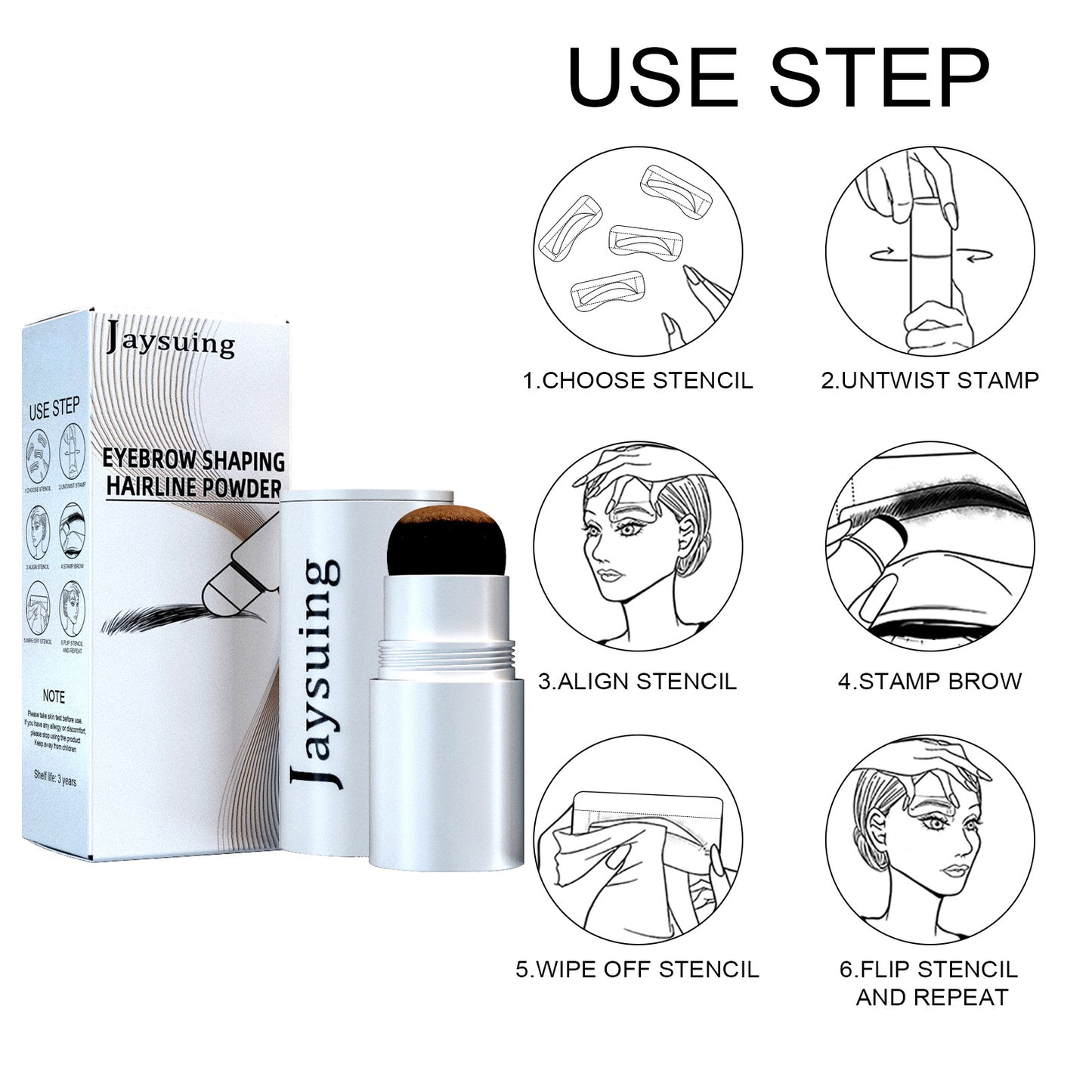 Jaysuing Eyebrow Printing Set Eyebrow Powder Hairline Retouching Eyebrow Shape Portable Hairline Eyebrow Repair Shadow Powder