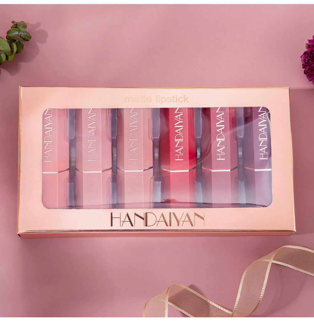 HANDAIYAN Matte Lipstick Gift Box Set of 6 Non-stick Cup Lipstick Lipstick