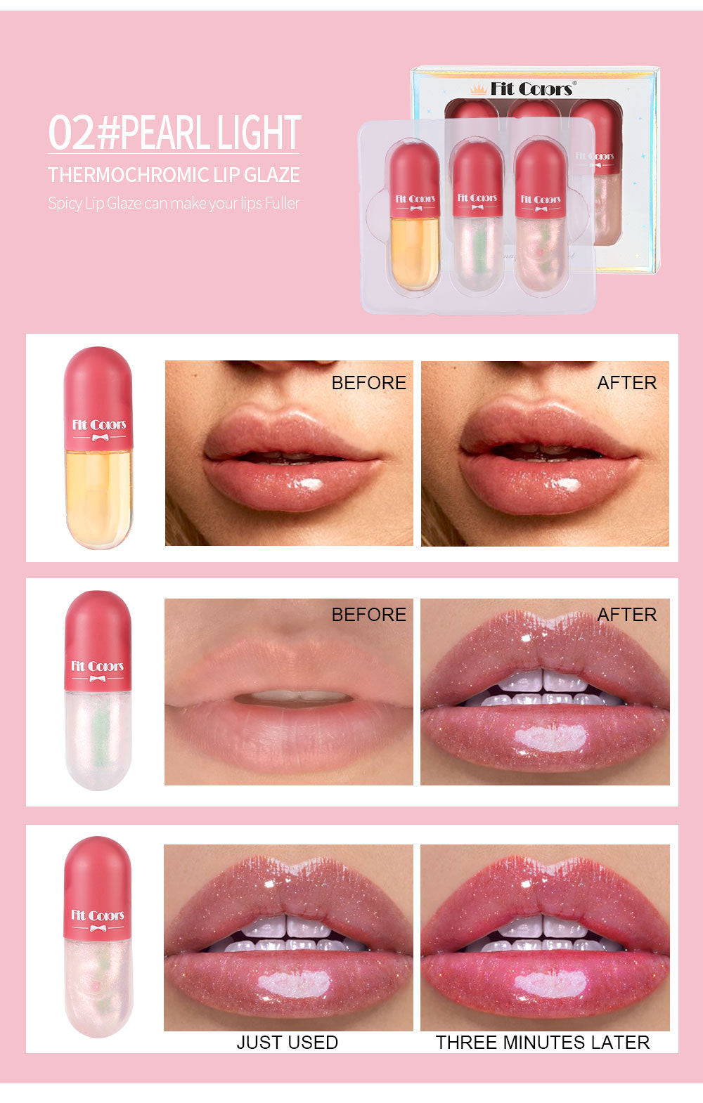 Fit Colors Mini Capsule Lip Gloss Moisturizing Moisturizing Transparent Color Changing Projectile Lip Gloss Oil