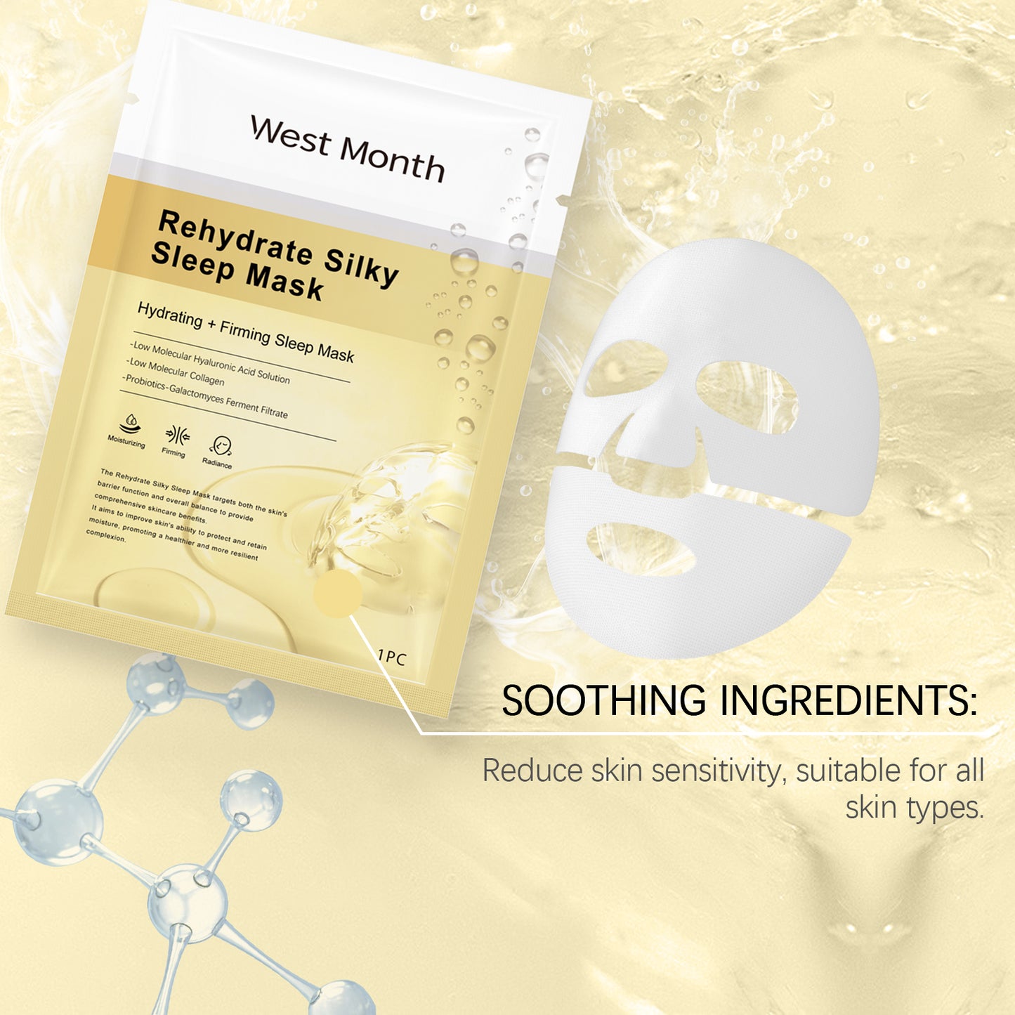 West&Month Collagen Moisturizing Mask (Bag) Nourishes And Hydrates The Facial Skin In One, Soothing And Moisturizing Way