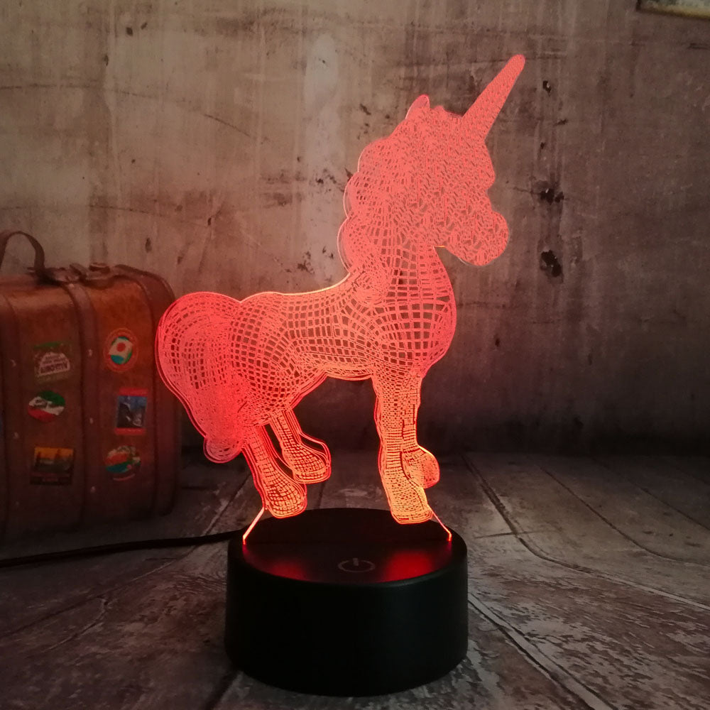 3D Unicorn Night Light with Remote Control- USB Interface