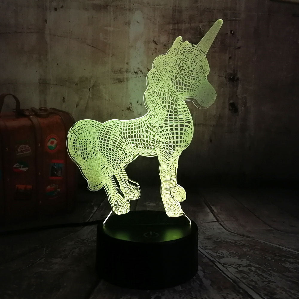3D Unicorn Night Light with Remote Control- USB Interface