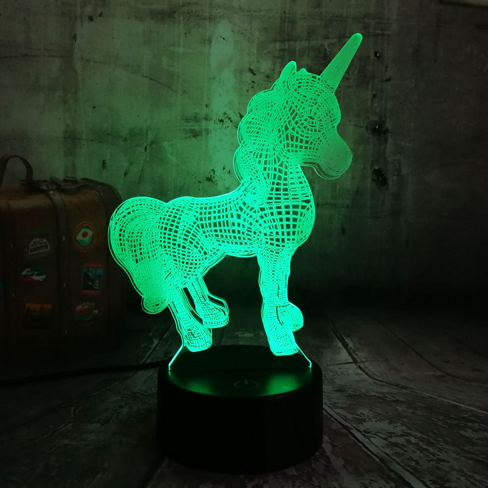 3D Unicorn Night Light with Remote Control- USB Interface