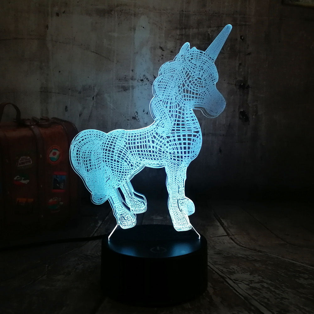 3D Unicorn Night Light with Remote Control- USB Interface