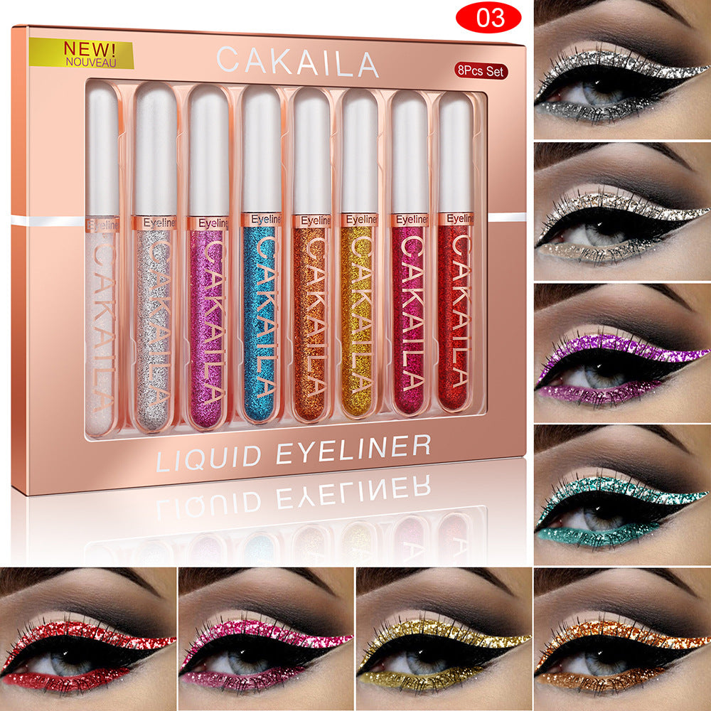 CAKAILA 8 color Matte Glitter Color Liquid Eyeliner Set Long lasting and not smudged