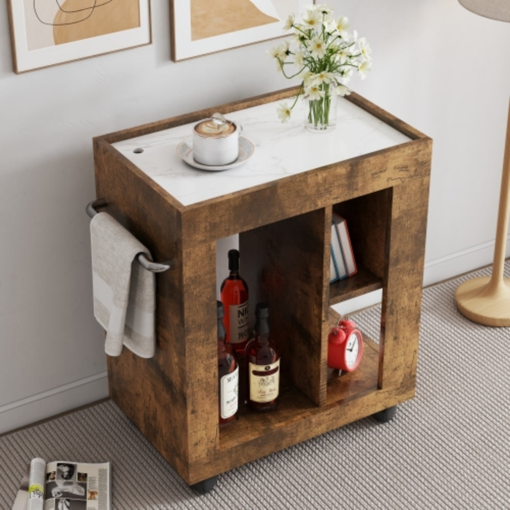Mid Century Modern Movable Side Cabinet for Sofa