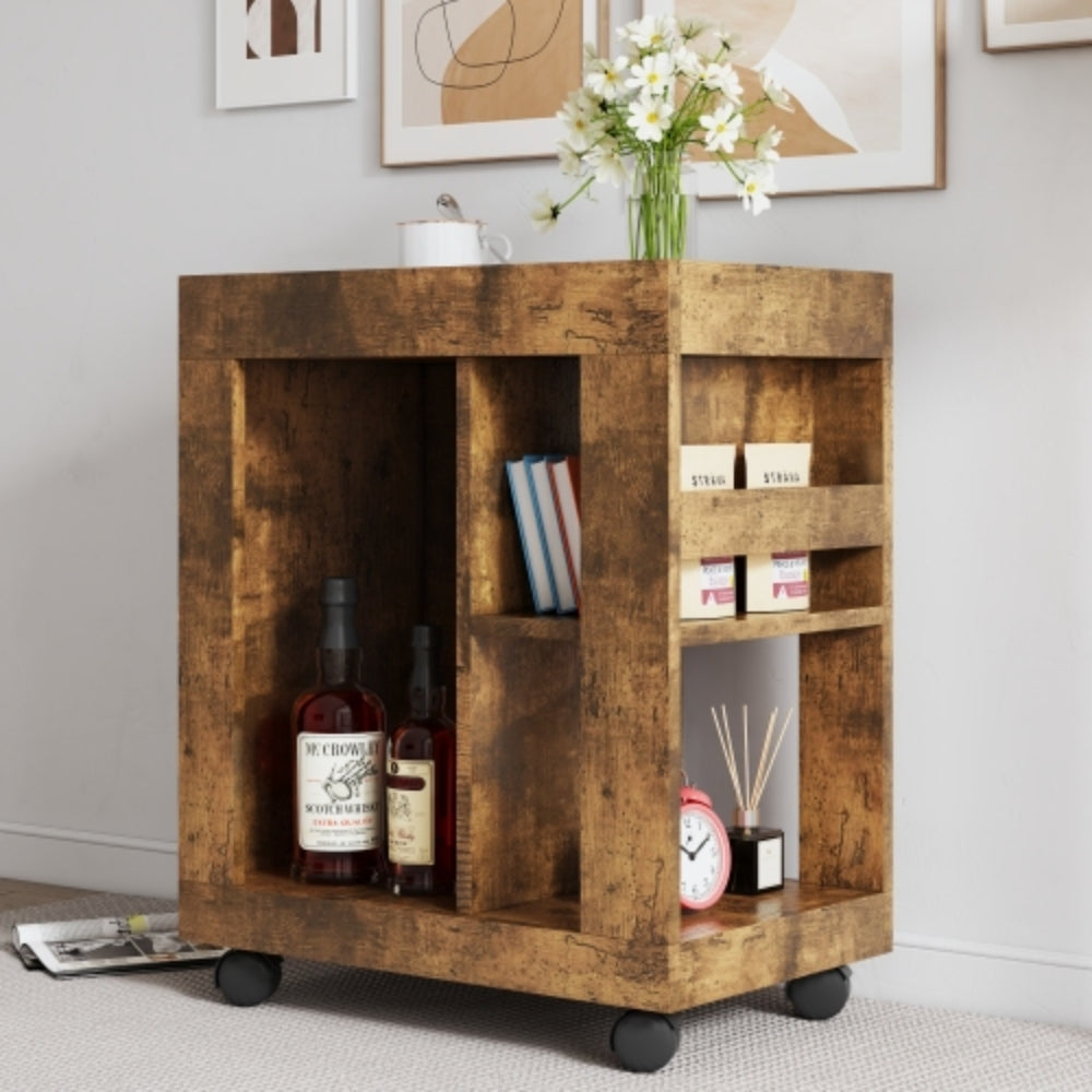 Mid Century Modern Movable Side Cabinet for Sofa