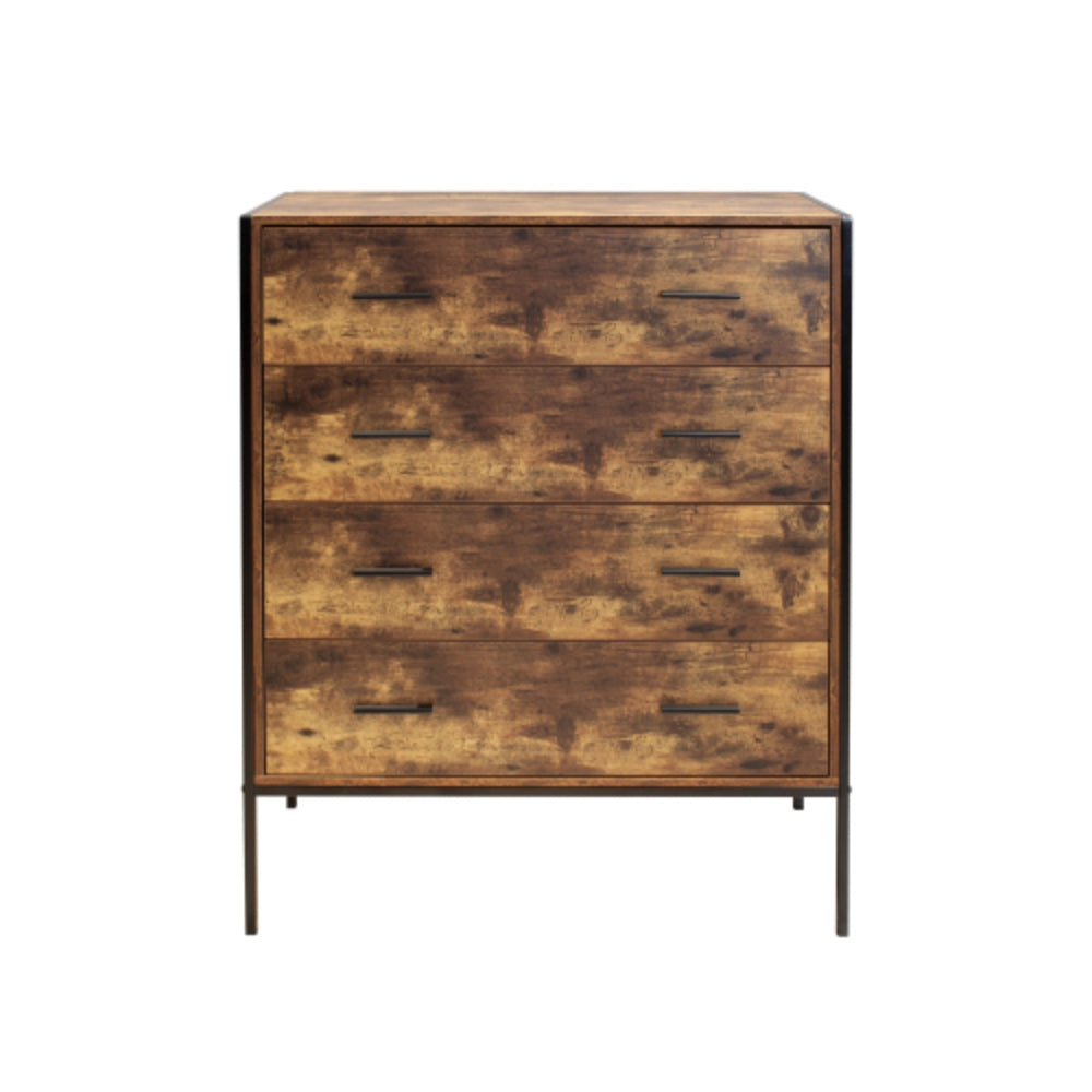 Industrial Style 4 Tier Drawer Dresser with Sturdy Steel Frame