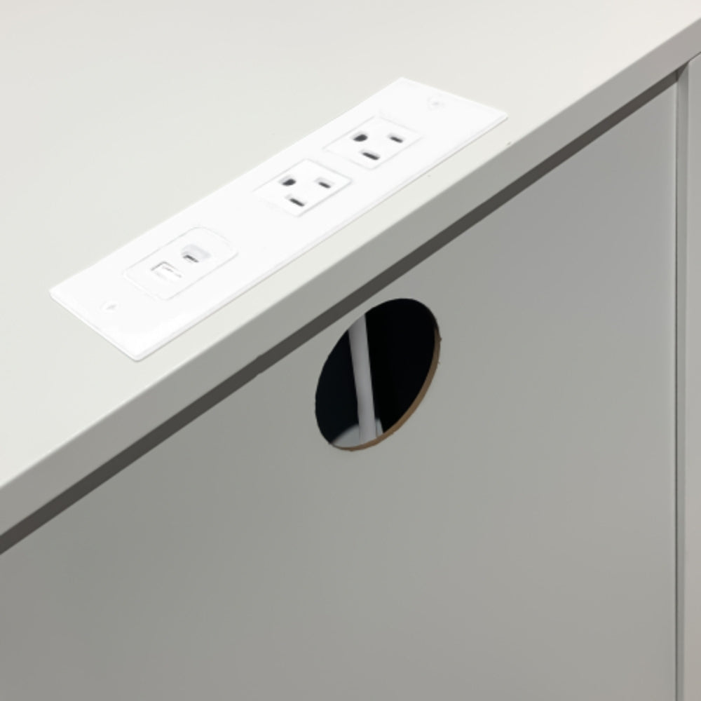 Set of 2 White 3 Tier Drawer Nightstands with Charging Station USB Ports and Power Outlets