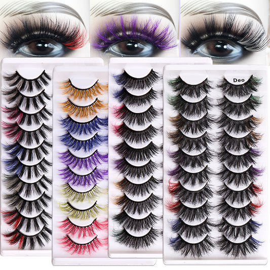 10 Pairs Of Color False Eyelashes 8D FLUFFY