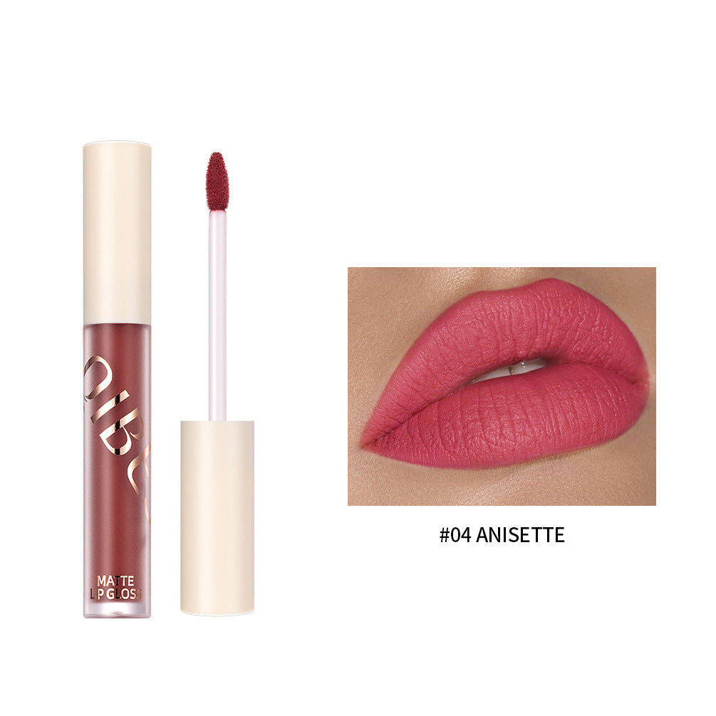 QIBEST The New Silky Soft Mist Matte Lip Gloss Non-Stick Cup Does Not Fade Lip Glaze Makeup Liquid Lipstick