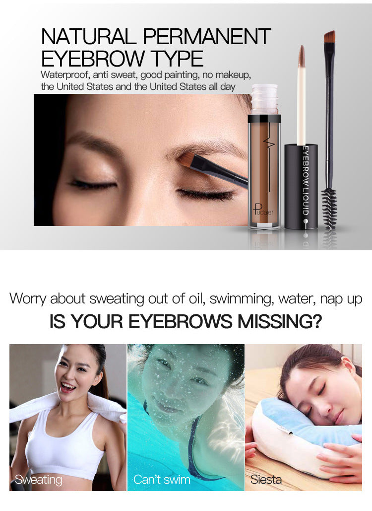Pudaier 24Hour Waterproof Non-Fading Eyebrow Liquid Semi-Permanent Magic Eyebrow Cream