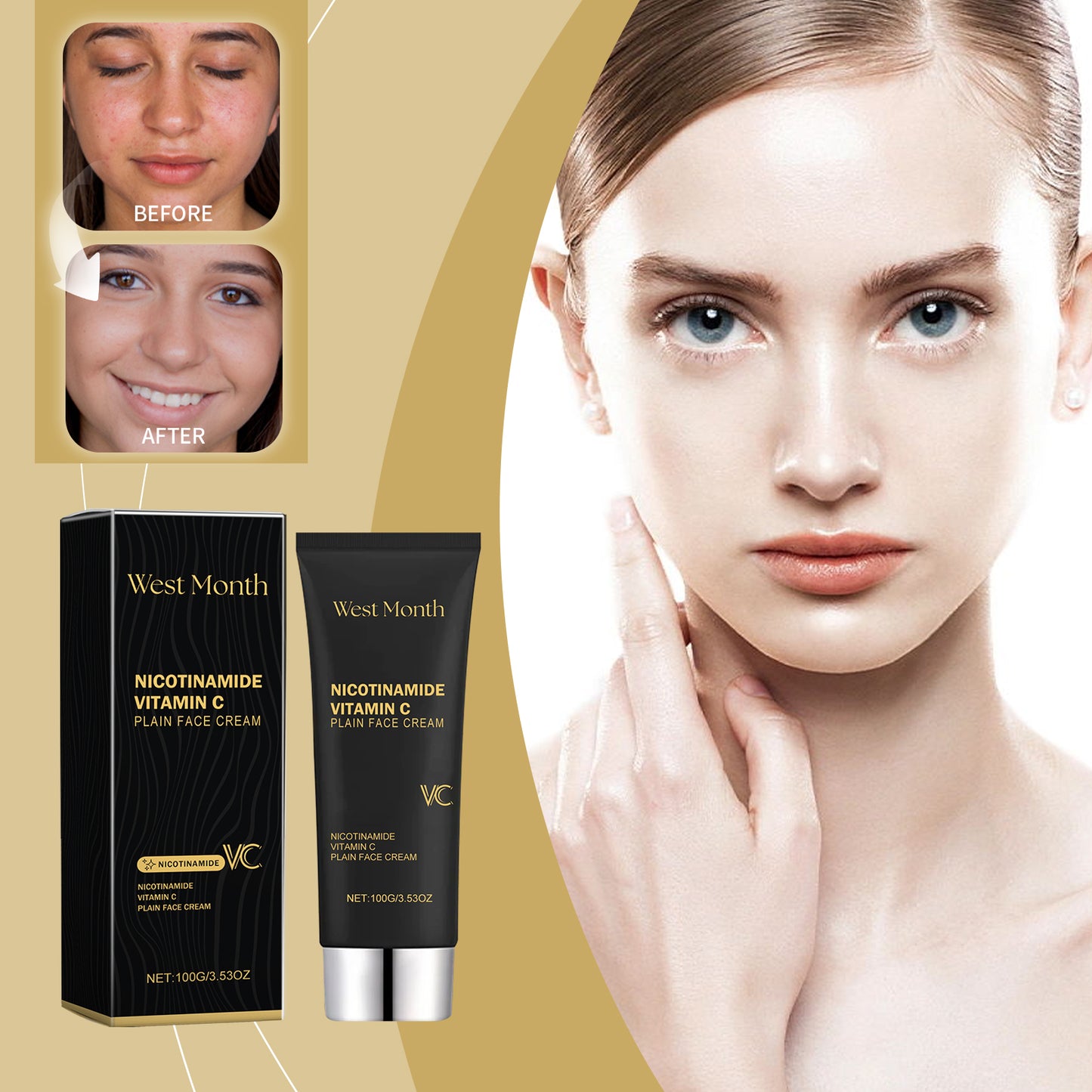 West&Month Plain Face Cream, Brightening Skin And Toning Natural Concealer Beauty
