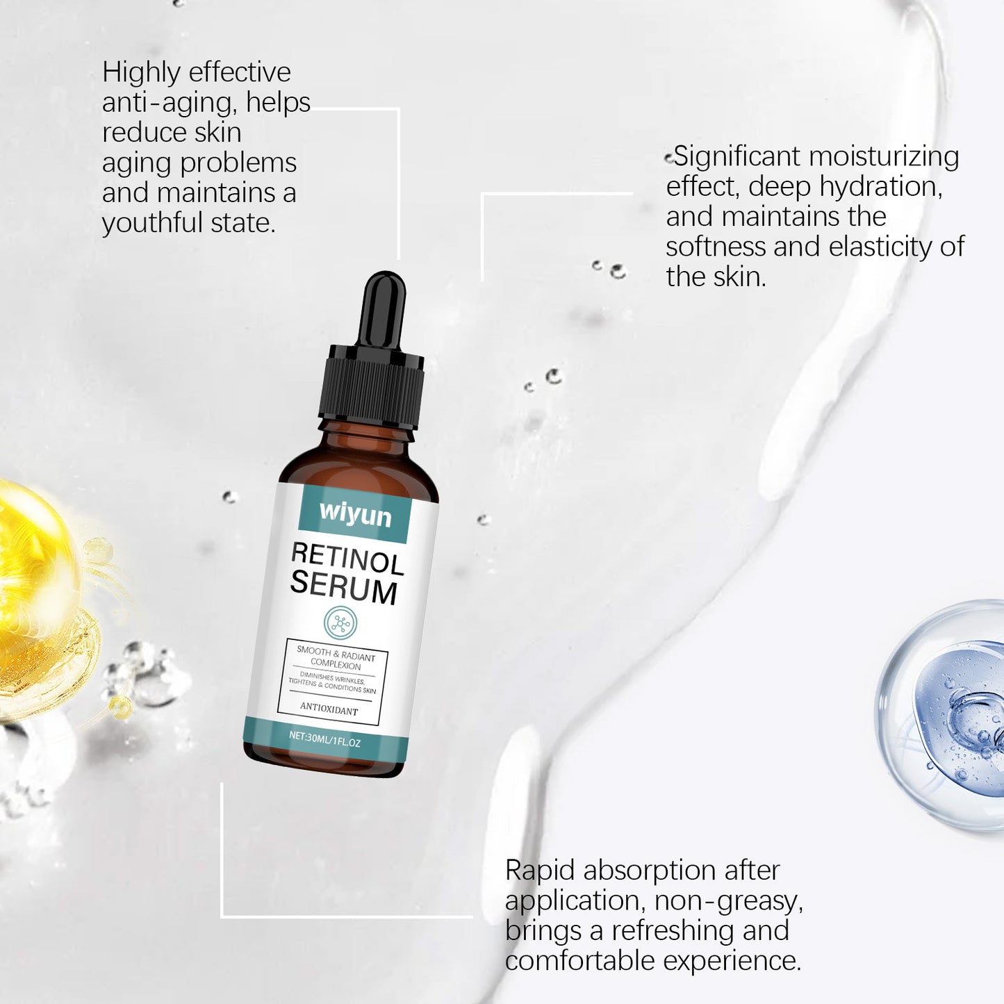 Wiyun Retinol Essence Gently Hydrates Skin, Improves Dry Skin And Nourishes Facial Skin
