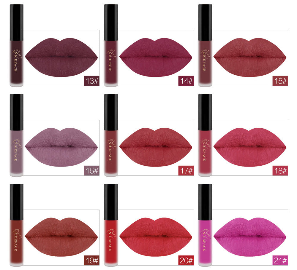 NICEFACE Matte Lip Glaze Does Not Fade And Does Not Stick To Cup Lip Gloss Non-Moisturizing Lipstick Orange