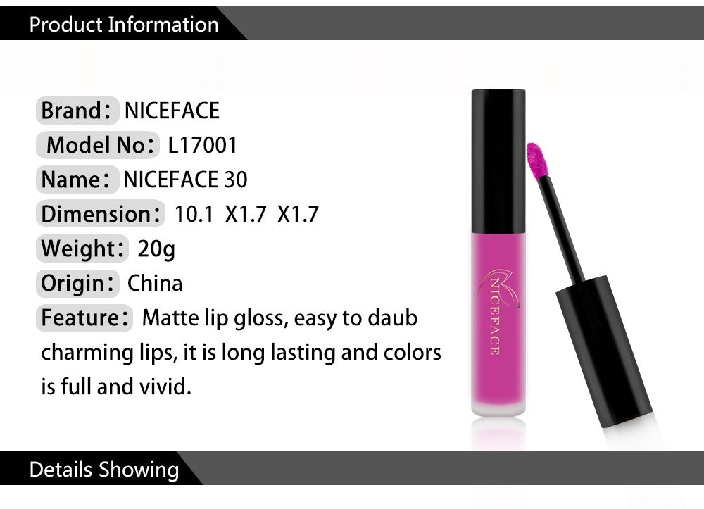 NICEFACE Matte Lip Glaze Does Not Fade And Does Not Stick To Cup Lip Gloss Non-Moisturizing Lipstick Orange