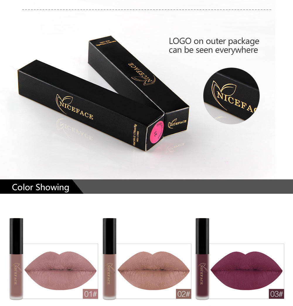 NICEFACE Matte Lip Glaze Does Not Fade And Does Not Stick To Cup Lip Gloss Non-Moisturizing Lipstick Orange