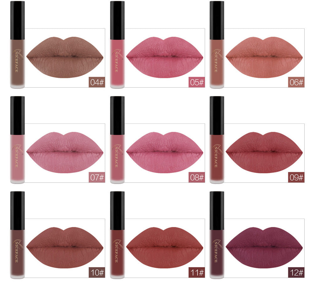 NICEFACE Matte Lip Glaze Does Not Fade And Does Not Stick To Cup Lip Gloss Non-Moisturizing Lipstick Orange