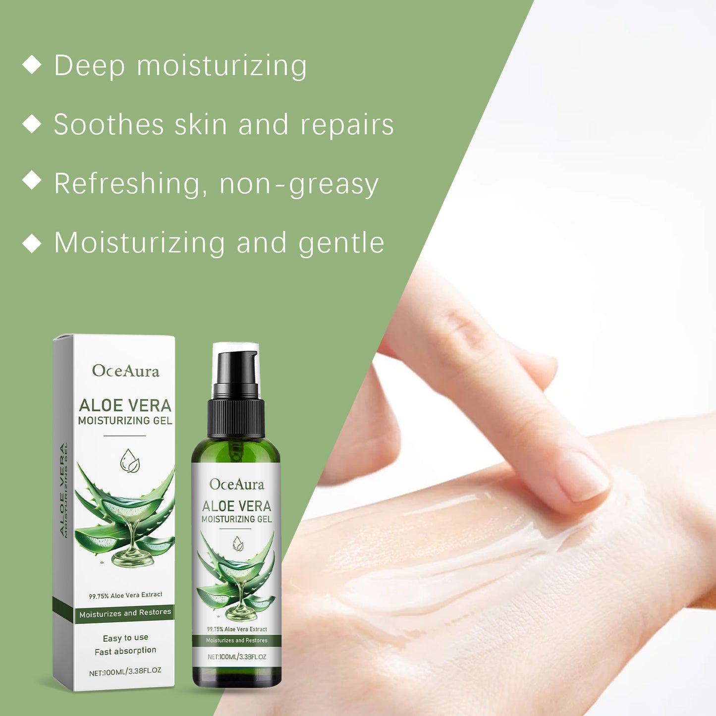 OceAura Aloe Vera Moisturizing Gel Gently Nourishes Facial Skin, Moisturizing And Refreshing Aloe Vera Gel