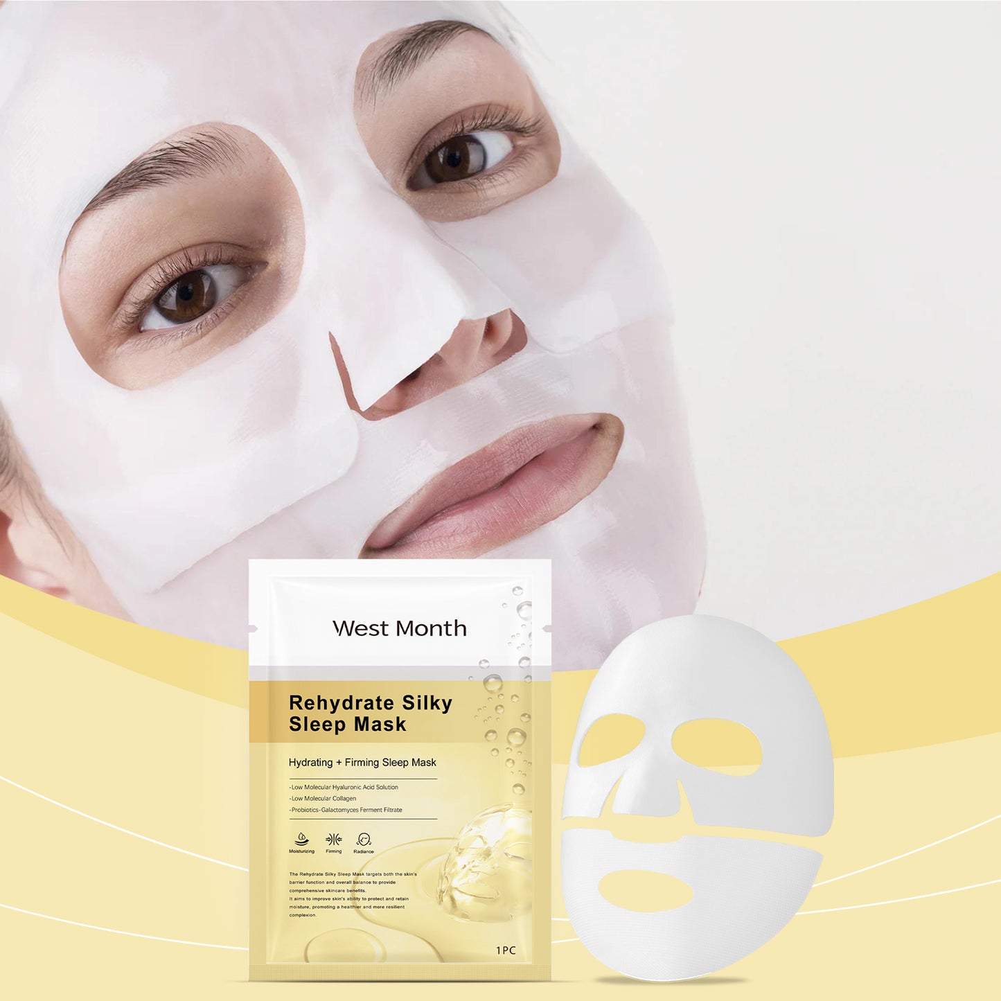 West&Month Collagen Moisturizing Mask (Bag) Nourishes And Hydrates The Facial Skin In One, Soothing And Moisturizing Way