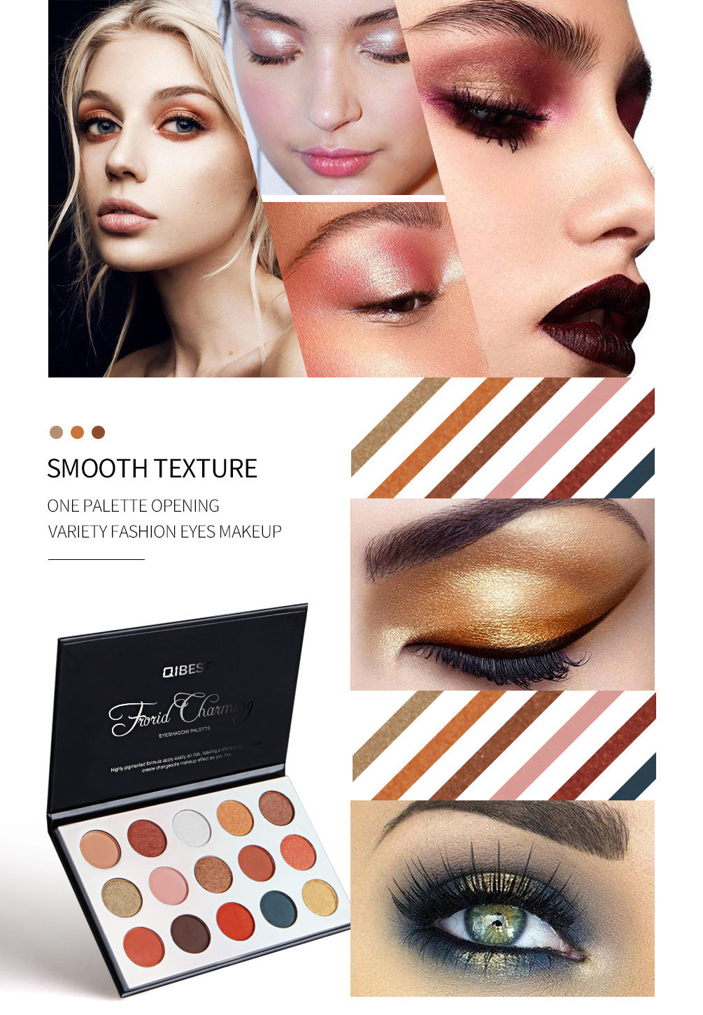 QIBEST 15 Color Eyeshadow Palette Renaissance Eyeshadow Palette Sunset Eyeshadow