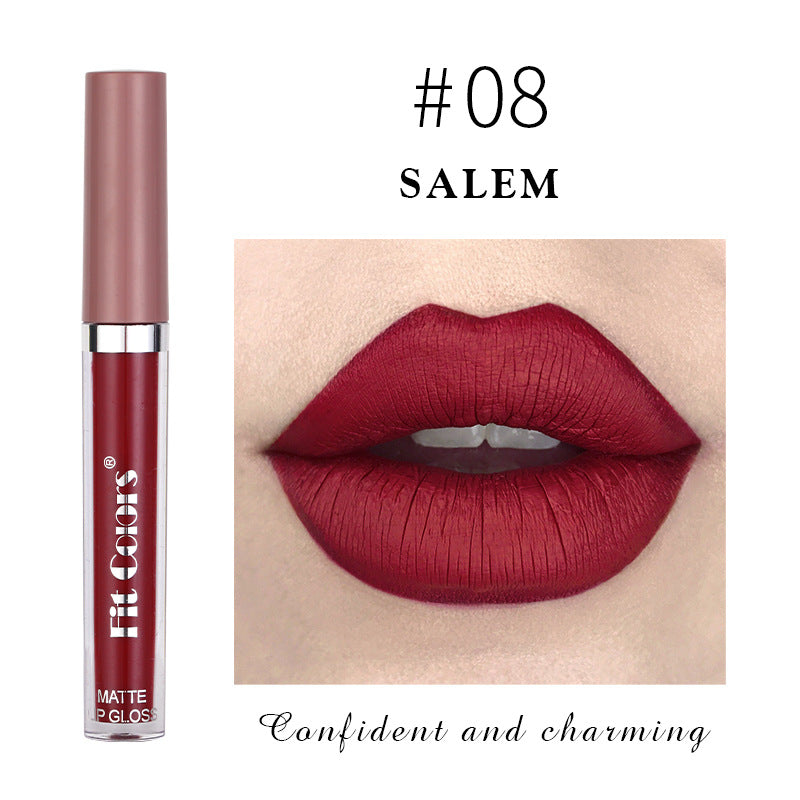 Fit Colors Matte Non Stick Cup Lip Gloss Fog Face Velvet Thin Tube Liquid Lipstick