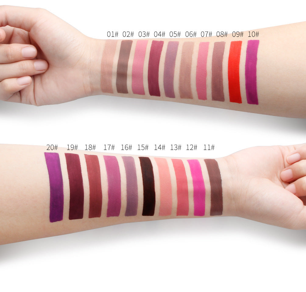 QIBEST2 In 1 Lip Gloss + Lip Pencil Matte Non Stick Liquid Lipstick Double Head Lip Gloss Pen