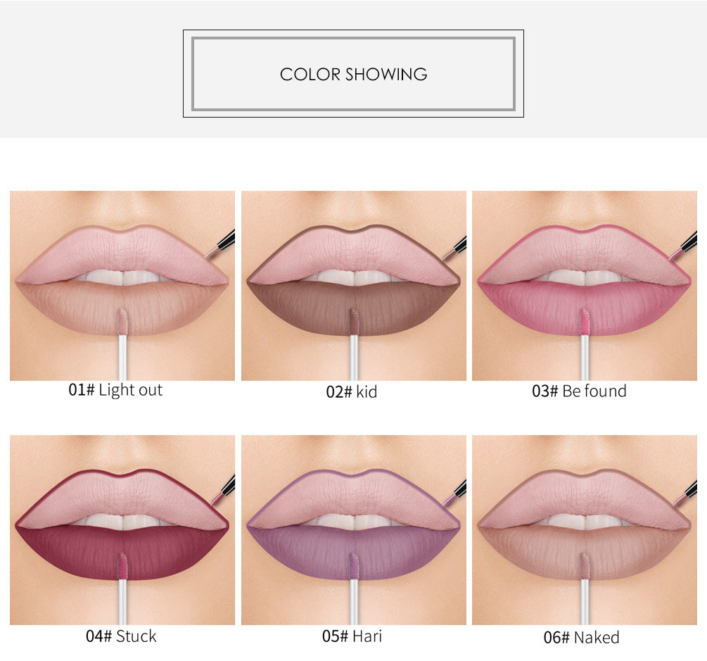 QIBEST2 In 1 Lip Gloss + Lip Pencil Matte Non Stick Liquid Lipstick Double Head Lip Gloss Pen