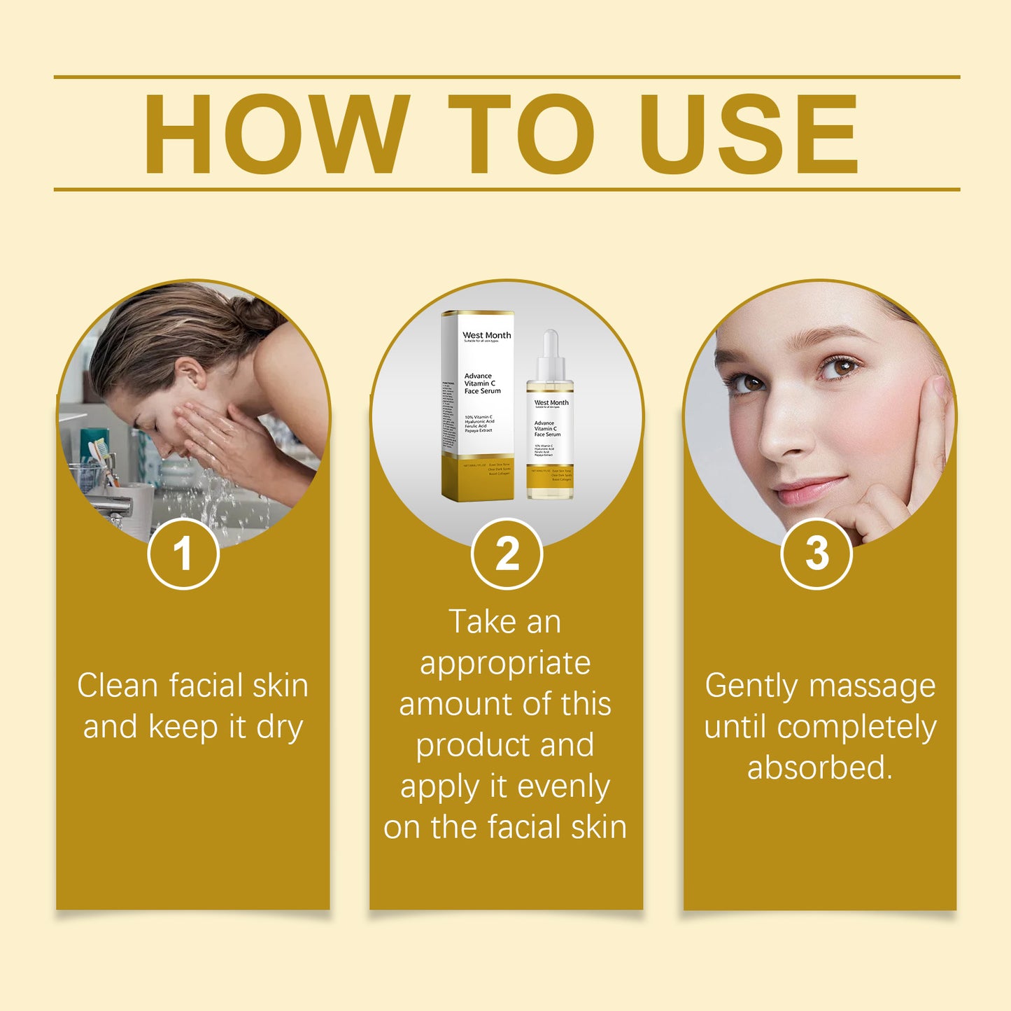 West&Month Vitamin C Serum, Vitamin C Brightening And Darkening Face Gentle Moisturizing Serum