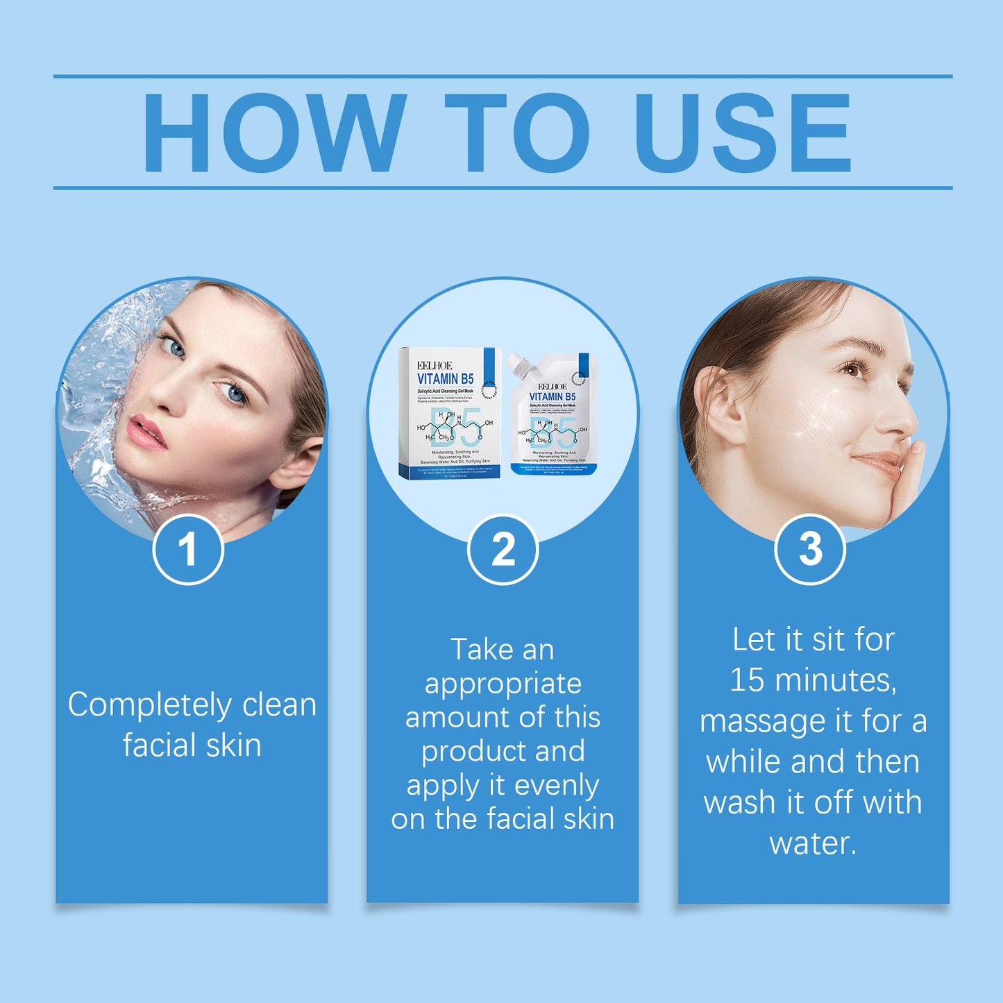 EELHOE Vitamin B5 Salicylic Acid Gel Mask Gently Cleans Pores And Blackheads To Nourish And Moisturize Skin