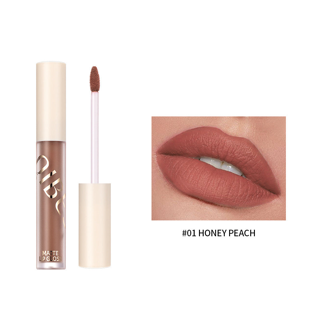 QIBEST The New Silky Soft Mist Matte Lip Gloss Non-Stick Cup Does Not Fade Lip Glaze Makeup Liquid Lipstick