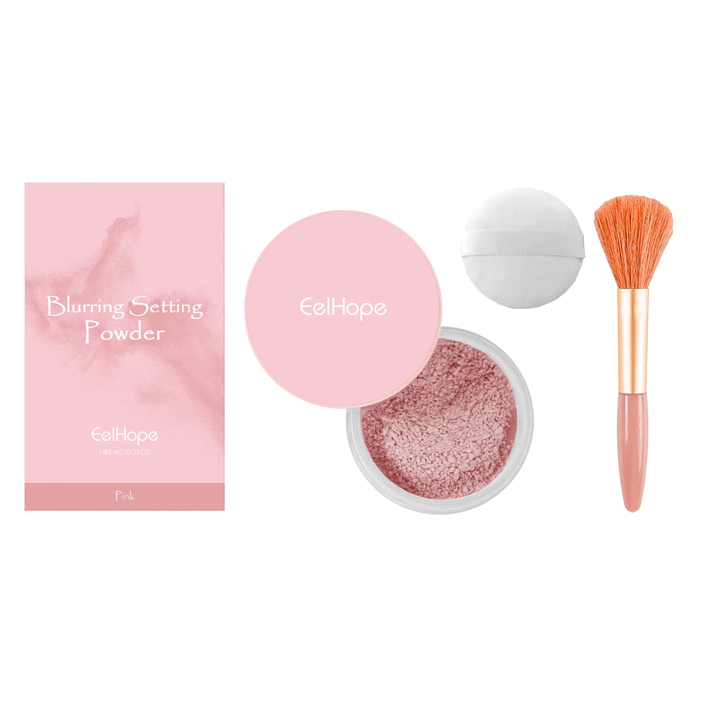 Setting powder with brush, Natural Makeup Light, Delicate Breathable Fit Dry And Wet Dual Use Powder Lasting Makeup