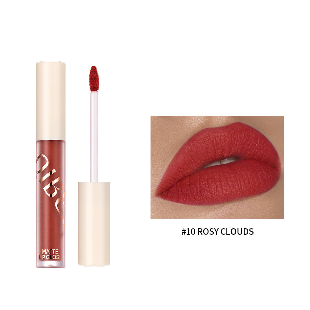 QIBEST The New Silky Soft Mist Matte Lip Gloss Non-Stick Cup Does Not Fade Lip Glaze Makeup Liquid Lipstick