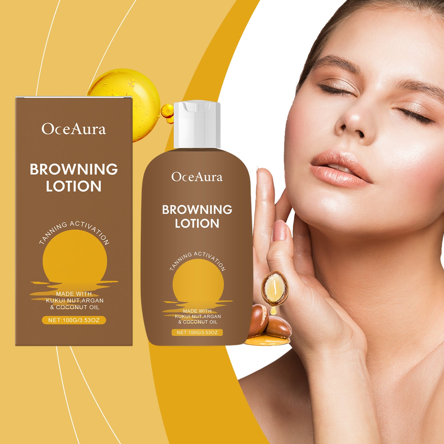 OceAura Skin Tanning Lotion Summer Skin Tanning Treatment Hydrating And Glossy Herbal Essence