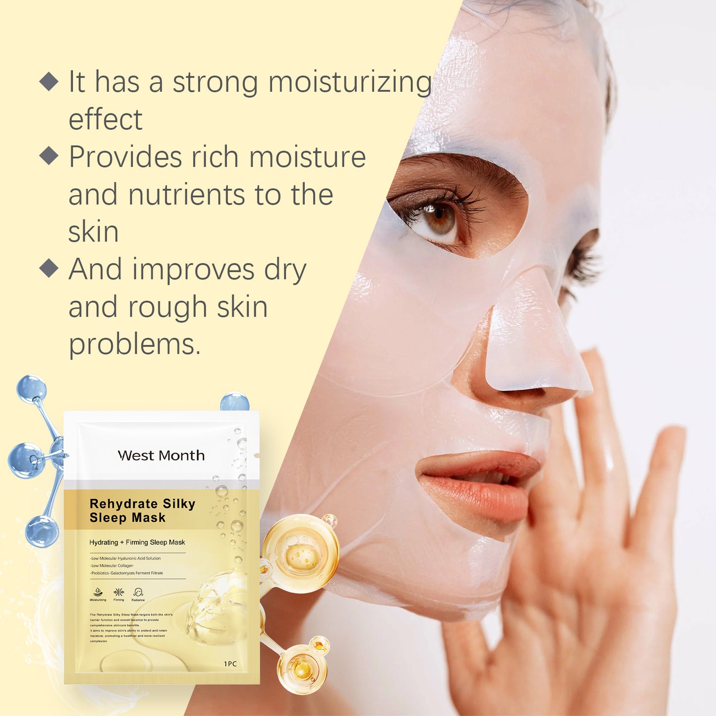 West&Month Collagen Moisturizing Mask (Bag) Nourishes And Hydrates The Facial Skin In One, Soothing And Moisturizing Way