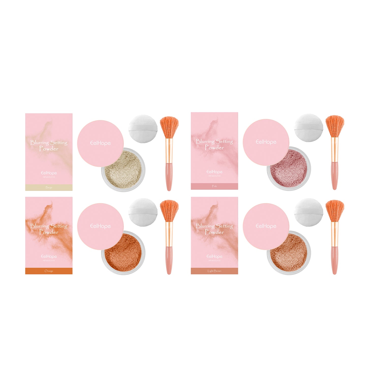 Setting powder with brush, Natural Makeup Light, Delicate Breathable Fit Dry And Wet Dual Use Powder Lasting Makeup