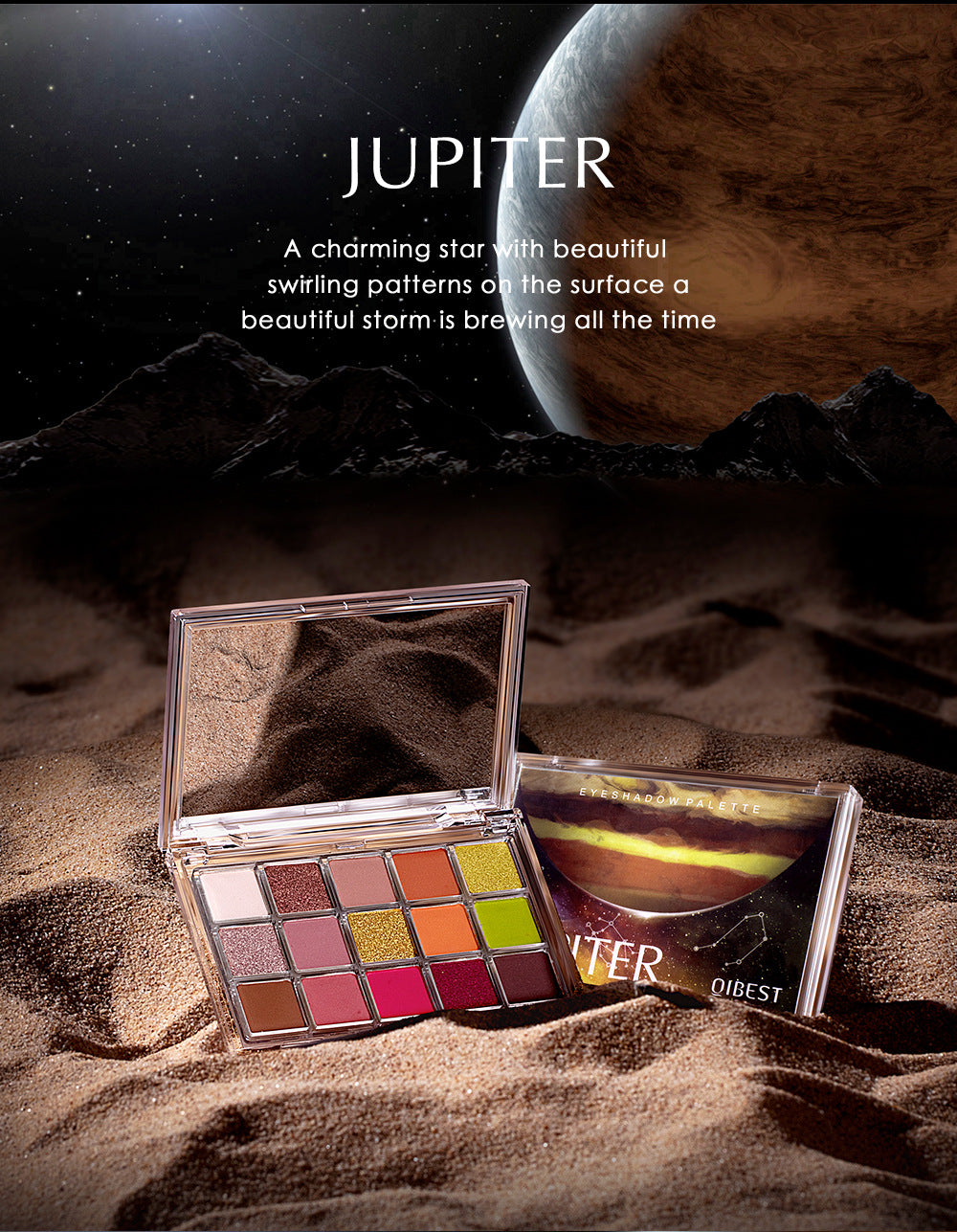 QIBEST Starry Eye Shadow Earth Color Mashed Potato Pearlescent Matte Glitter Eyeshadow Powder 15 Color Eyeshadow