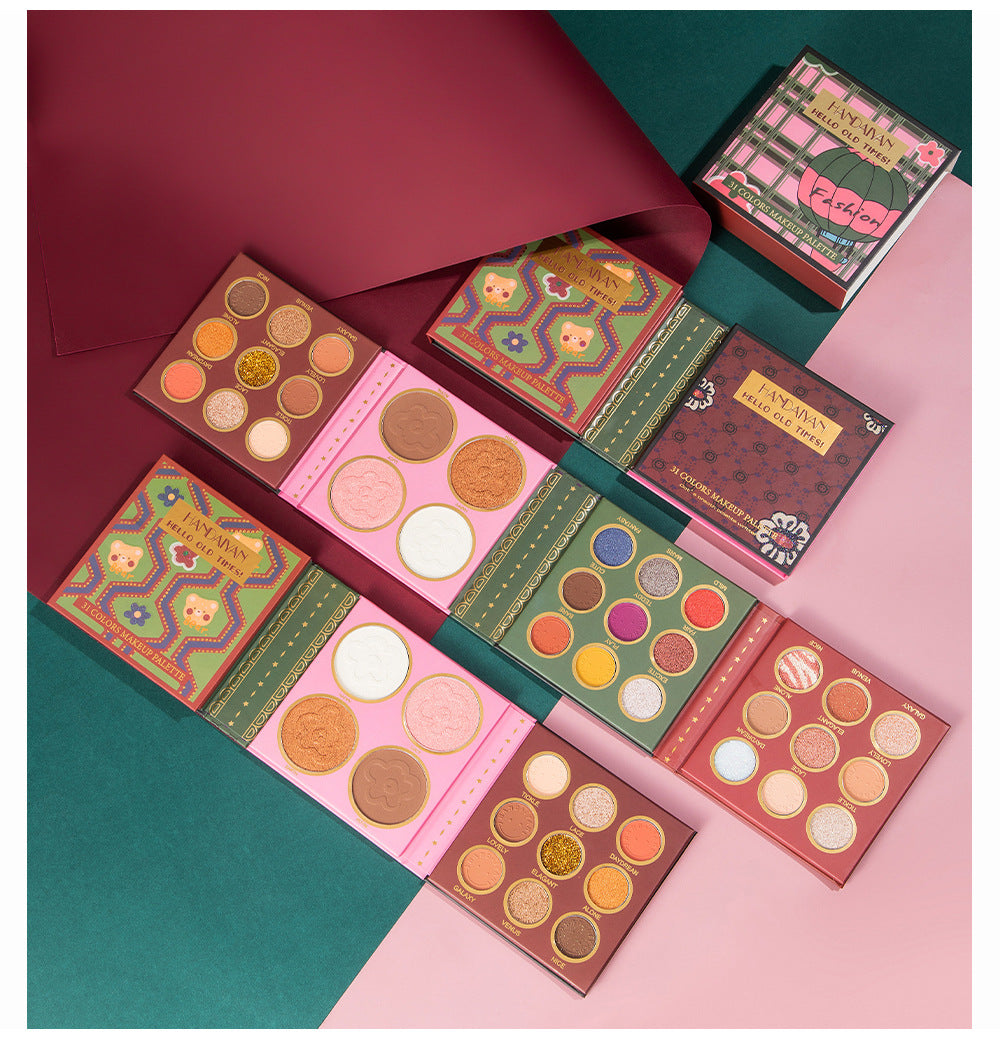 HANDAIYAN 31 Colors Eyeshadow Palette + Blush Highlighter Makeup Set Set Box Pearlescent Matte Eyeshadow