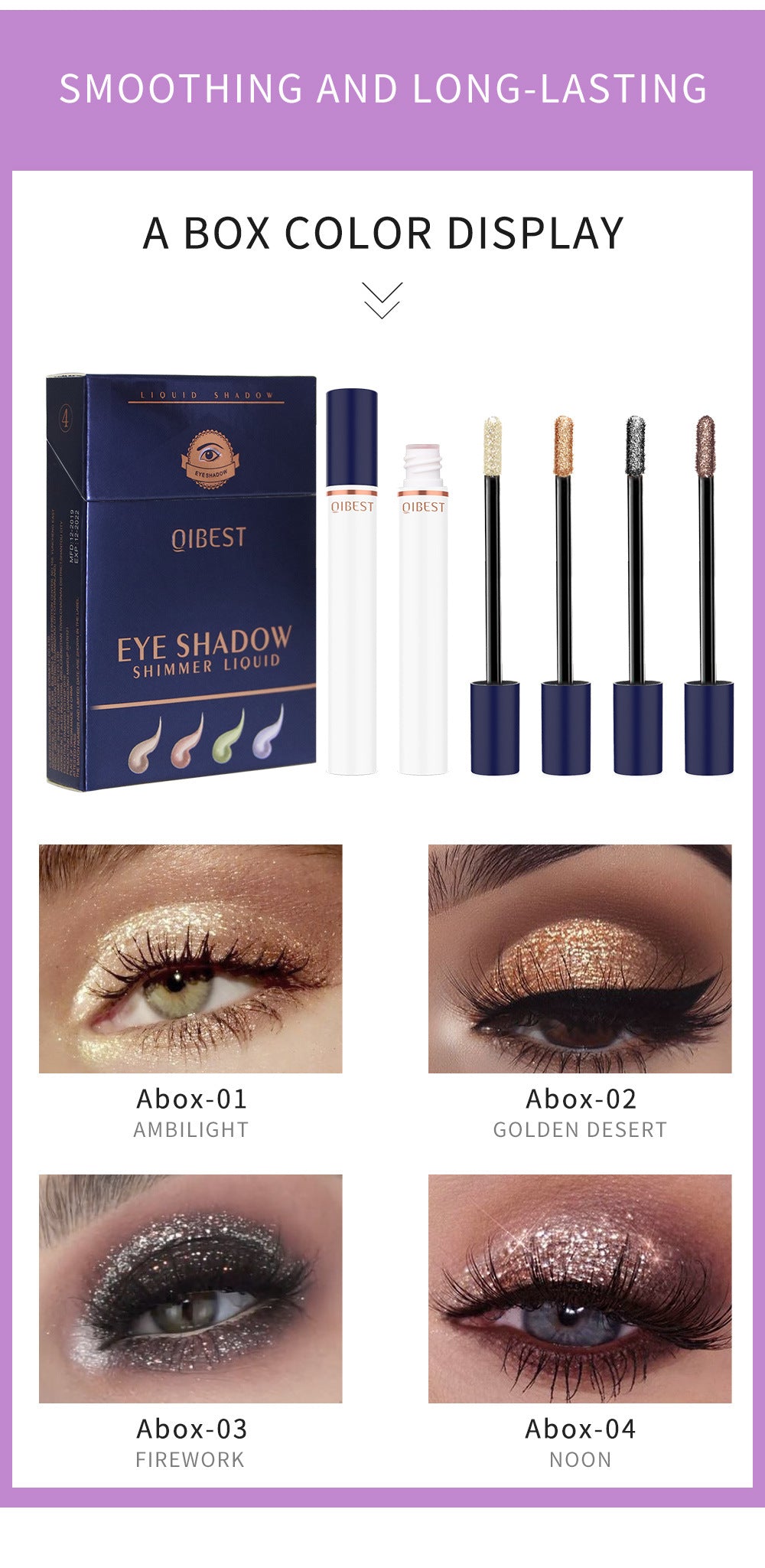 QIBEST Smoke Tube Eye Shadow Set Diamond Pearl Liquid Eye Shadow Shining Bright Eye Shadow Liquid