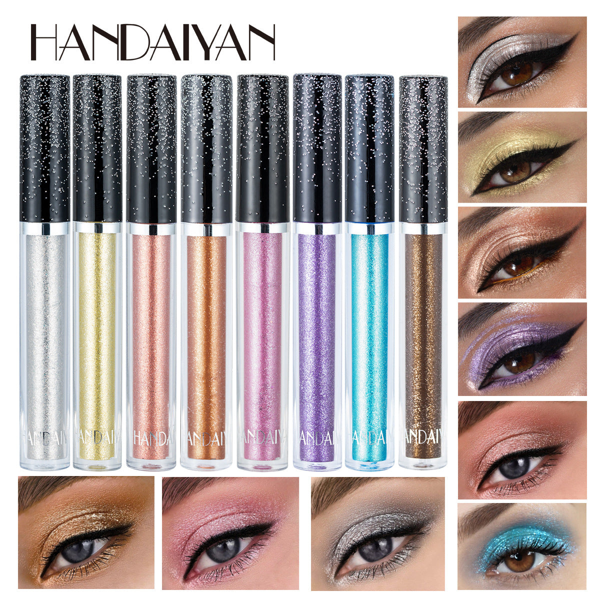 HANDAIYAN 12 Color Single Diamond Liquid Eye Shadow Psychedelic Pearly Shiny Eye Shadow Lying Silkworm Tear Makeup Eye Shadow Liquid