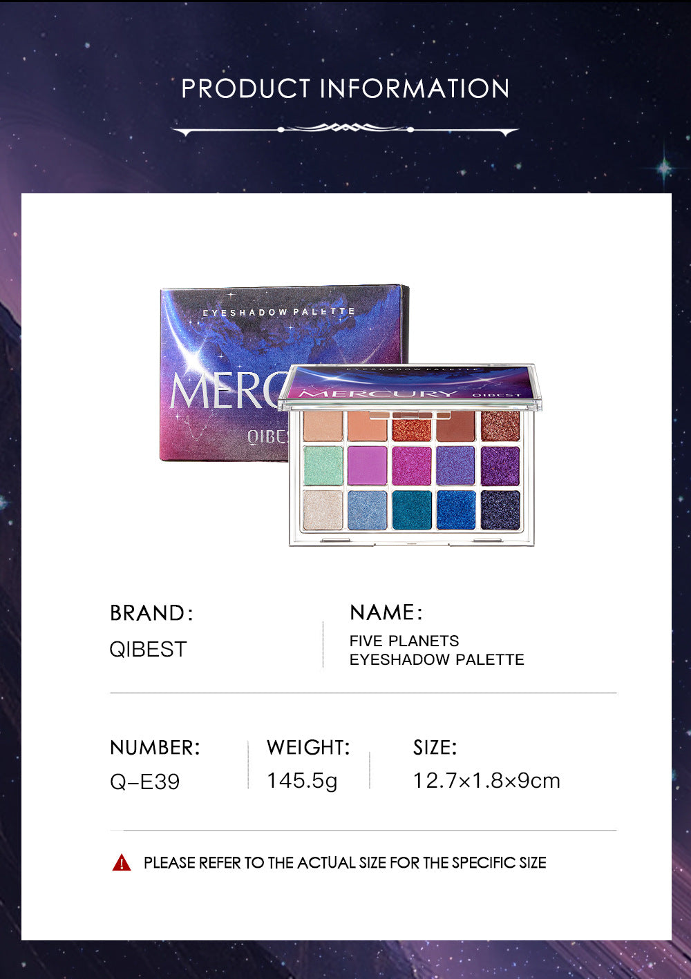 QIBEST Starry Eye Shadow Earth Color Mashed Potato Pearlescent Matte Glitter Eyeshadow Powder 15 Color Eyeshadow