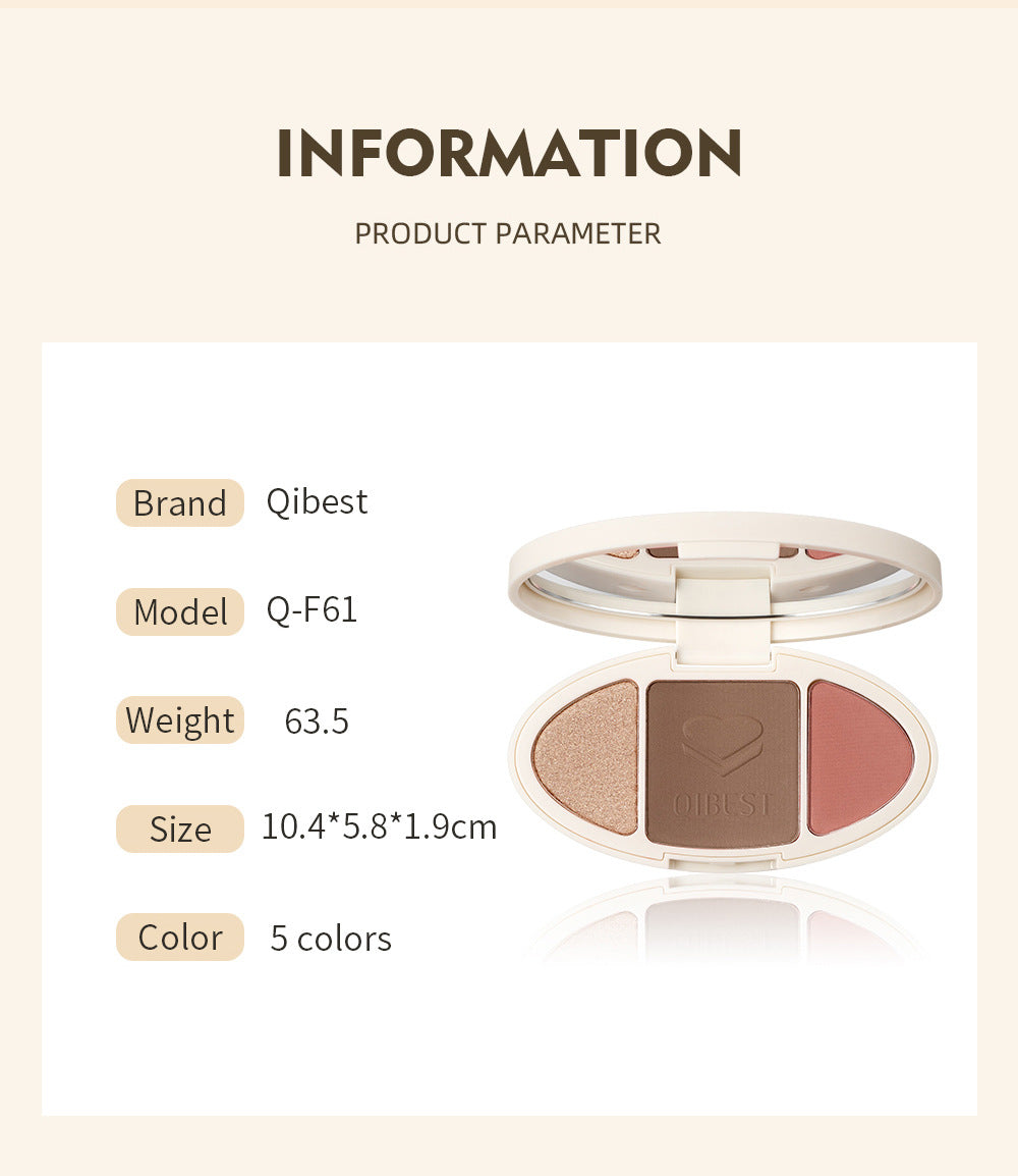 QIBEST High Gloss Repairing All-In-One Plate Glitter Powder Blush