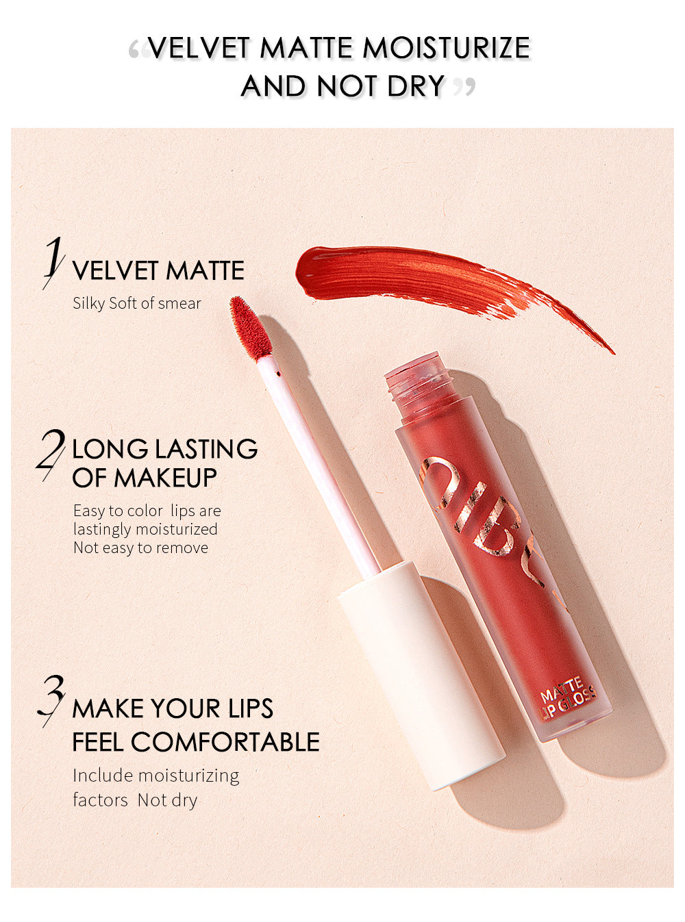 QIBEST The New Silky Soft Mist Matte Lip Gloss Non-Stick Cup Does Not Fade Lip Glaze Makeup Liquid Lipstick
