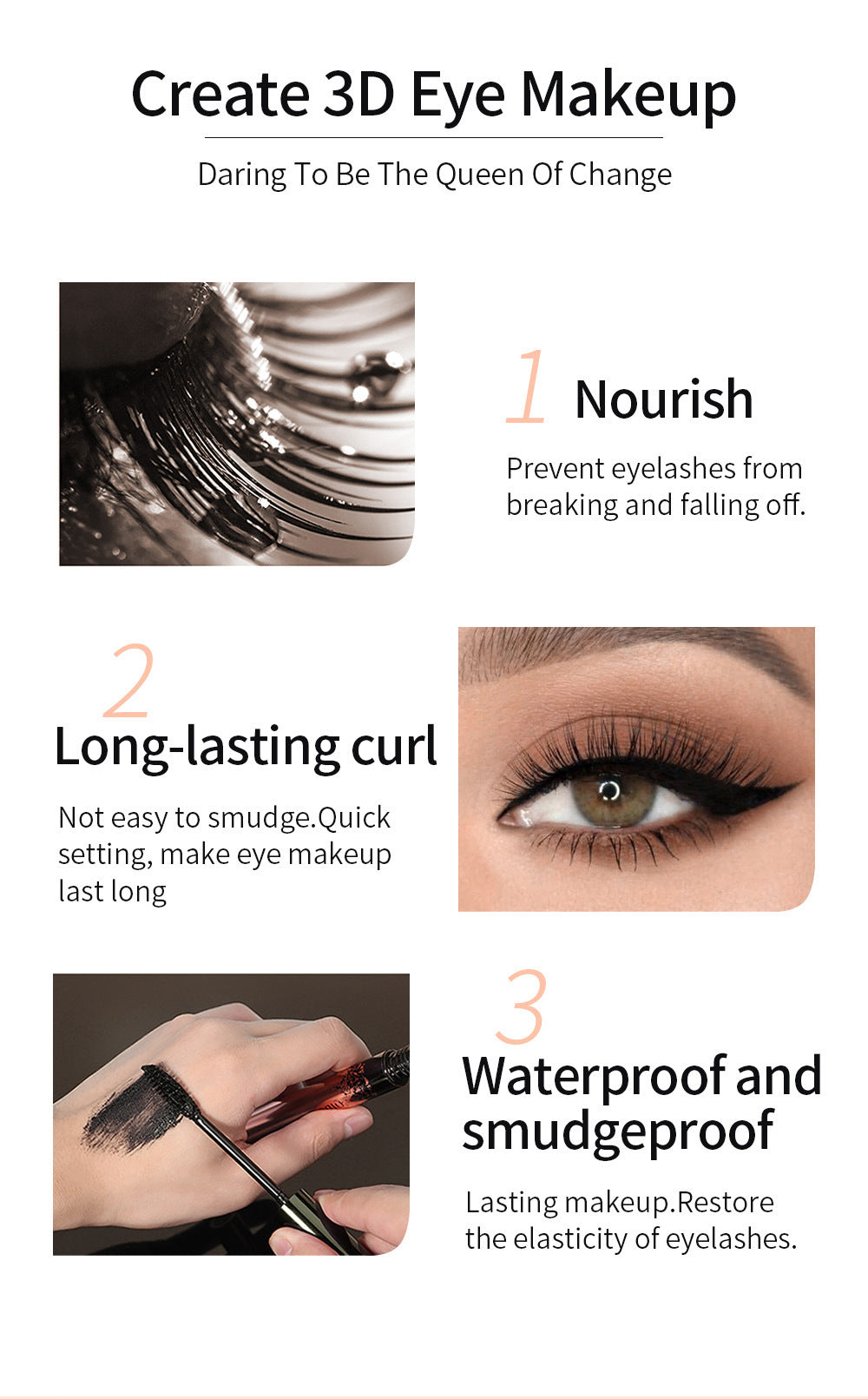QIBEST Mascara Natural Slender Curling Waterproof Anti-Sweat Mascara Magic Thick And Long Without Blooming
