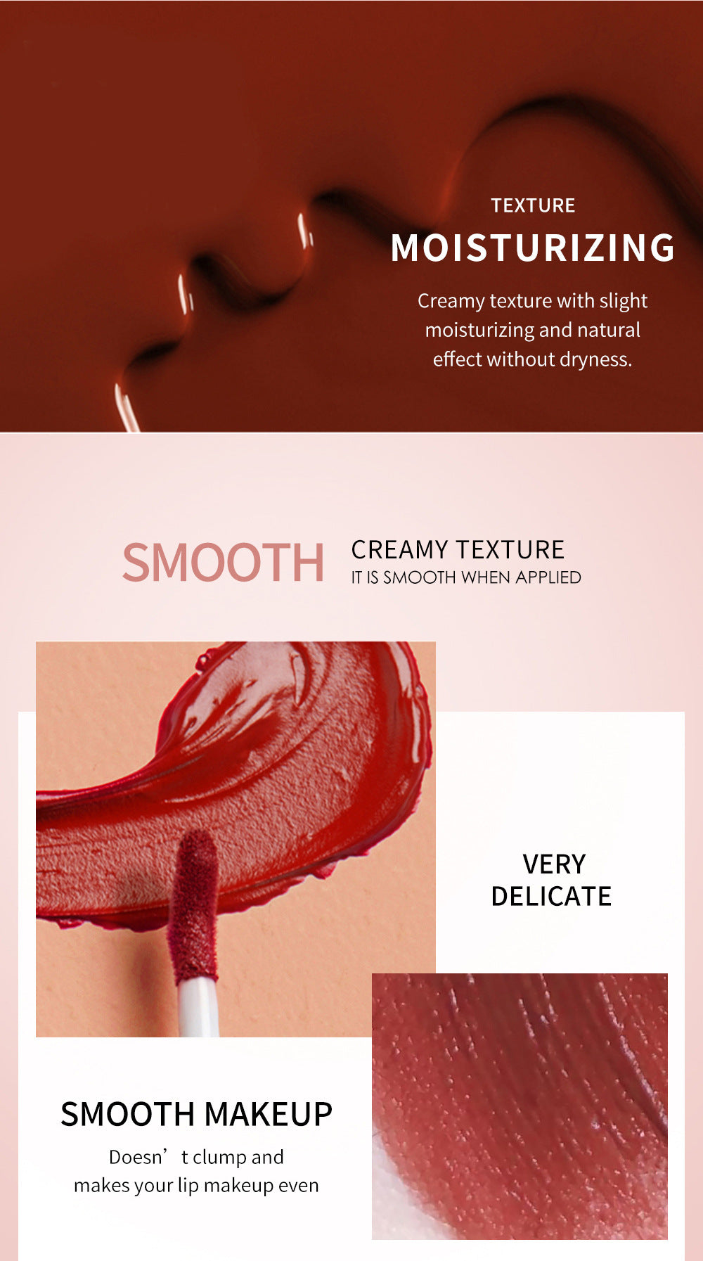 QIBEST Silky Lip Glaze Non-Stick Cup Does Not Fade Lip Gloss Makeup Color Liquid Lipstick Matte Moisturizing Lip Gloss