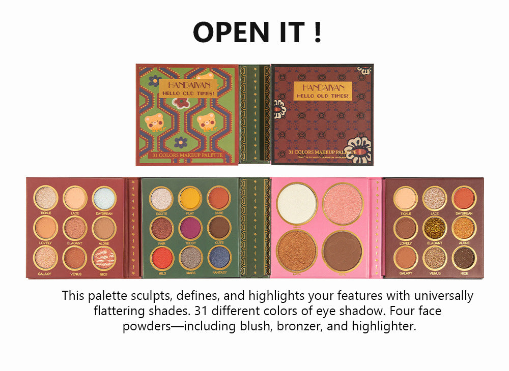 HANDAIYAN 31 Colors Eyeshadow Palette + Blush Highlighter Makeup Set Set Box Pearlescent Matte Eyeshadow